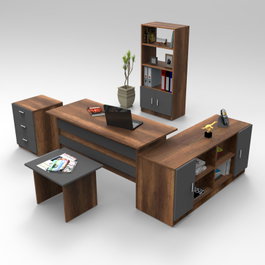 Hanah Home Vo15-Ba Conjunto de Muebles de Oficina Nogal y Antracita